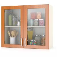 Кухонный шкаф со стеклом МД-ШВС800 Шкаф-витрина 80 см., цвет дуб/вишня, ШхГхВ 80х30х67 см