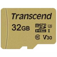 Карта памяти Transcend TS*USD500S 32 GB, чтение: 95 MB/s, запись: 60 MB/s, адаптер на SD