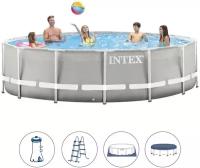 INTEX Каркасный бассейн 26726 Intex Prism Frame 457*122 см серый, картриджный фильтр, аксессуары 26726