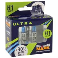 Лампа галогенная маяк ULTRA SUPER WHITE +30% 12V H1 55W 2 шт 82120SW+30