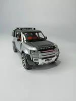 Модель автомобиля Land Rover Defender коллекционная металлическая игрушка масштаб 1:24 серебристый