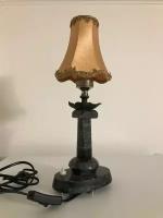 Антуражная лампа винтажная с абажуром из Швеции, 40 см, камень, метал, ткань