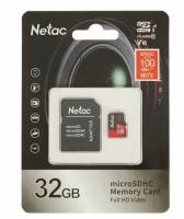 Карта памяти Netac P500 PRO microSDHC 32GB Сlass 10 UHS-I 100MB/s + ADP (NT02P500PRO-032G-R)