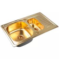 Врезная кухонная мойка ZorG Sanitary PVD SZR-78-2-50 BRONZE, 50х78см, нержавеющая сталь