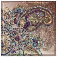 Платок Павловопосадская платочная мануфактура,65х65 см, фиолетовый, коричневый