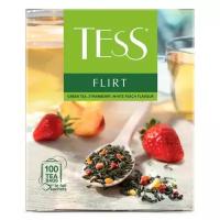 Чай зеленый Tess Flirt в пакетиках, клубника, персик, 100 пак