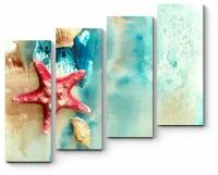 Модульная картина Морские обитатели на акварельном фоне200x173