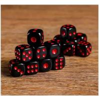 Кости игральные (кубики игральные) 5 шт, 1.3 см, чёрные с красными точками