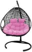 Подвесное кресло черное M-Group Для двоих люкс розовая подушка