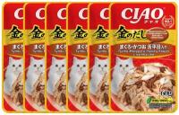 Влажный корм для кошек Ciao Kinnodashi Тунец Магуро и тунец Кацуо с палтусом 60г х 6шт