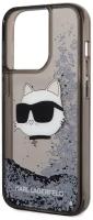 Чехол Karl Lagerfeld Liquid glitter NFT Choupette head Hard для iPhone 14 Pro Max, цвет Черный (KLHCP14XLNCHCK)