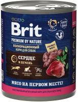 Консервы Brit Premium by Nature с сердцем и печенью для взрослых собак всех пород, 850гр, 2шт