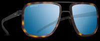 Титановые солнцезащитные очки GRESSO Roland - квадратные / синие фотохромные / кант коричневый тортуаз