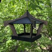 Кормушка для птиц PinePeak / деревянный скворечник для птиц подвесной для дачи и сада, 240х240х210мм