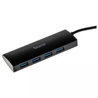 USB-концентратор Buro BU-HUB4-0.5-U3.0, разъемов: 4, 50 см, черный