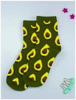 Носки мужские / носки женские / носки унисекс зеленые с авокадо (размер 38-44)