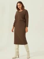 Платье LALIS, повседневное, прямой силуэт, миди, размер 48, коричневый