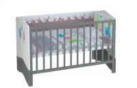 Кроватка детская Polini kids Basic Монстрики 140х70 белый-серый