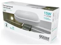 Светильник Gauss ЖКХ Elementary овал 15W 1200lm 6500K 160-260V IP65 200х98х46мм белый LED 1/40 161411315