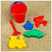 Набор для игры в песке №110: ведёрко, 4 формочки для песка, грабельки, 1 набор