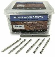 Саморезы Hidden Wood Screws A2 60 mm 350 шт, для скрытого крепежа террасной доски