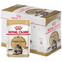 Влажный корм Royal Canin Мейн-кун, для здоровья кожи и блеска шерсти, 12 шт. х 85 г (кусочки в соусе)