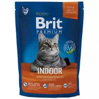 Полнорационный сухой корм Brit Premium Cat Indoor с курицей для кошек дом. содержания 0,8 кг