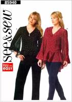 Выкройка Butterick №5940 Блузка с баской