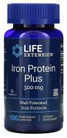 Железосодержащий белок Life Extension Iron Protein Plus, 300 мг - 100 вегетарианских капсул