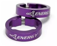Кольца (зажимы) для велосипедных ручек (грипс) Energy Lock On, 4 шт, фиолетовые