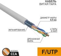 Кабель FTP PROconnect 4PR 24AWG, CCA, CAT5e, PVC, серый, бухта 25 м