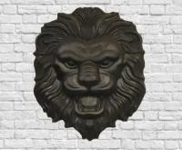 Украшение настенное интерьерное подвесное барельеф голова льва на стену панно черное