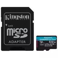 Карта памяти Kingston microSDXC 512 ГБ Class 10, V30, A2, UHS-I U3, R/W 170/90 МБ/с, адаптер на SD, 1 шт., черный