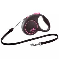 Поводок-рулетка Flexi Black Design cord S 5m 12 kg pink