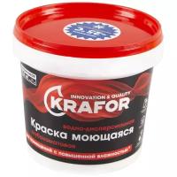 Краска водно-дисперсионная интерьерная моющаяся Krafor, глубокоматовая, 1,5 кг, белая