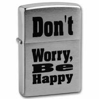 Зажигалка Don`t Worry с покр. Brushed Chrome серебристая Zippo 200 Don't worry GS