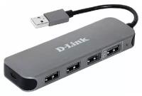 Разветвитель USB D-Link DUB-H4, 4 USB 2.0, 2.4A, внеш. пит., черный