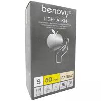 Перчатки латексные смотровые комплект 50 пар (100 шт.), размер L (большой), бежевые, BENOVY Latex Chlorinated