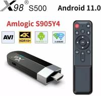 Смарт ТВ приставка X98 S500 Mini 4/32 Гб Amlogic S905Y4 Android 11 Кодек AV1 Smart TV Stick UHD 4K Media Player NEW 2022!