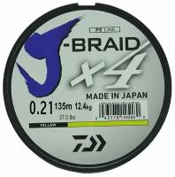 Шнур Daiwa J-Braid X4 Yellow 0.21мм 135м