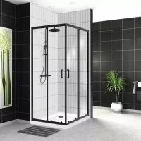 Душевой угол BelBagno UNO-195-A-2-100-C-NERO 100х100 стекло прозрачное/профиль черный