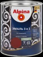 Эмаль по ржавчине 3 в 1 Alpina цвет красно-коричневый 0.75 л