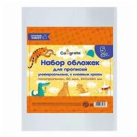 Набор обложек ПП 5 штук, 240 х 380 мм, 80 мкм, для прописей, с клеевым краем, универсальные, 1 набор