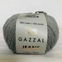Пряжа полухлопок Gazzal Jeans/Газзал Джинс - серый N 1110, 1 шт, 58% хлопок, 42% акрил, 170м/50гр, для вязания игрушек и одежды