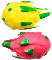 2 игрушки питахайя, драконий фрукт жмяка антистресс красный и желтый
