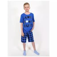 Пижама RICH LINE, шорты, размер 116, черный, синий