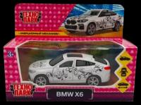 Машинка ТЕХНОПАРК BMW X6, 343263 1:32, 12 см, белый