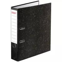 Папка-регистратор STAFF с мраморным покрытием, 50 мм, без уголка, черный корешок, 224615