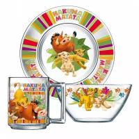 Набор детской стеклянной посуды для завтрака ND PLAY Дисней Король Лев 3 предмета