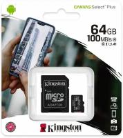 Kingston MicroSD 64GB Class 10 Canvas Select Plus A1 (100 Mb/s) + SD адаптер